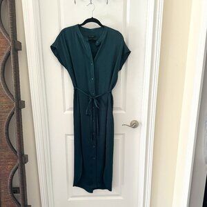 Banana Republic Emerald Green Silk Dress with Tie Belt - Size M